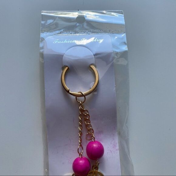 Hamsa Gold Red/Pink Beaded Keychain Fashion - Picture 8 of 11